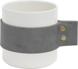 TAK Design Morgan Wrap Me Beker - Incl. Grijs Lederen band - Aardewerk - Ø8,5 x 9 cm - Wit
