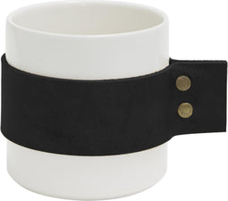 TAK Design Morgan Wrap Me Beker - Incl. Zwart Lederen band - Aardewerk - Ø8,5 x 9 cm - Wit