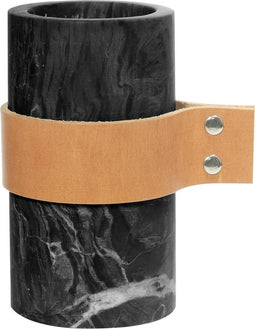 TAK Design Vaas Carlo S - Incl. Lederen Band - Marmer - 11 x 15 cm - Zwart