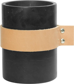 TAK Design Vaas Carlo S3 - Incl. Lederen Band - Marmer - 10 x 12 cm - Zwart