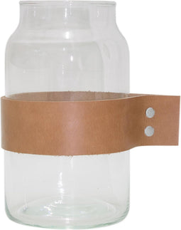 TAK Design Vaas Wrap Me - Incl. Lederen Band - Glas - Ø10 x 18 cm - Bruin