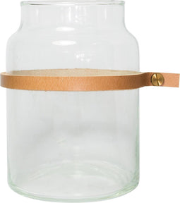 TAK Design Vaas Wrap Me Mini - Incl. Lederen Band - Glas - Ø10 x 14 cm - Bruin