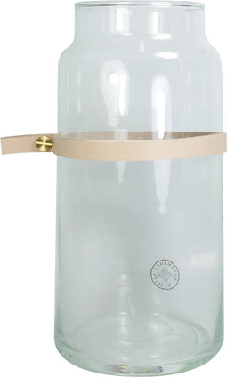TAK Design Vaas Wrap Me Mini - Incl. Lederen Band - Glas - Ø10 x 20 cm - Bruin
