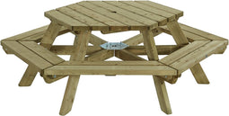 Talen picknicktafel zeshoek - 225 cm breed