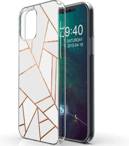 iMoshion Hoesje Geschikt voor iPhone 12 Pro / 12 Hoesje Siliconen - iMoshion Design hoesje - Wit / Meerkleurig / Goud / White Graphic