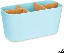 Tandenborstelhouder Blauw Bamboe Polypropyleen 21 x 10 x 9 cm (6 Stuks)