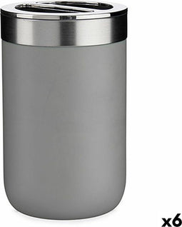 Tandenborstelhouder Grijs Zilverkleurig Plastic 7,7 x 11,2 x 7,7 cm (6 Stuks)