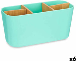 Tandenborstelhouder Groen Bamboe Polypropyleen 21 x 10 x 9 cm (6 Stuks)