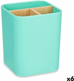 Tandenborstelhouder Groen Bamboe Polypropyleen 9 x 11 x 9 cm (6 Stuks)