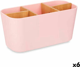 Tandenborstelhouder Roze Bamboe Polypropyleen 21 x 10 x 9 cm (6 Stuks)