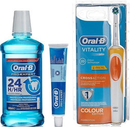 Tandpasta Set met borstel en mondwater Vitality Crossaction Oral-B (3 pcs)