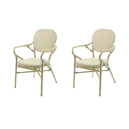 Tango Bistrostuhl Rattan – Bambus-Weiß/Pastellgrün - SÄTZE VON 2