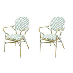 Tango Bistrostuhl Rattan – Bambus-Weiß/Schwarz - SÄTZE VON 2