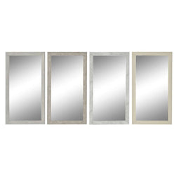 Wandspiegel DKD Home Decor Wit Beige Donker grijs 36 x 2 x 66 cm (4 Stuks)