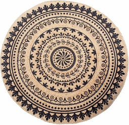 Tapijt 120 x 120 x 1 cm Natuurlijk Zwart Jute