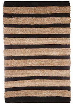 Tapijt jute zwarte streep - vloerkleed 90 x 60 cm