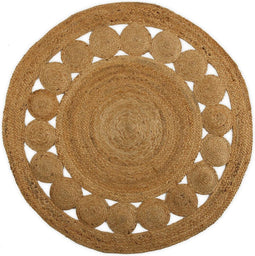 Tapijt Versa Ø 120 cm Cirkels Rotan Jute
