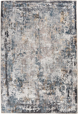 Tapijt voor woonkamer slaapkamer laagpole used look onderhoudsvriendelijk blauw bruin oranje beige, 110 x 180 cm