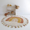 Tapis enfant coton lavable arc en ciel avec pompons RAINBOW TOFFEE
