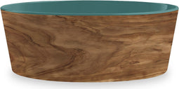 Tarhong voerbak hond olive melamine houtprint / teal zeegroen - Default Title