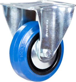 Tarsus Bokwiel 100 mm - Slijtvast Rubber - 120 kg Draagvermogen - Blauw