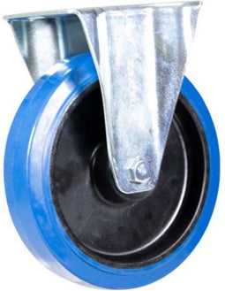 Tarsus Bokwiel 200 mm - Slijtvast Rubber - 280 kg Draagvermogen - Blauw