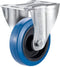 Tarsus Bokwiel 200 mm - Slijtvast Rubber - 280 kg Draagvermogen - Blauw