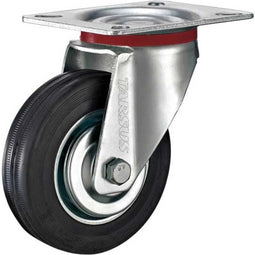 Tarsus Zwenkwiel - 100 mm - Stalen Velg - Massieve Rubberband - 60 kg Draagvermogen