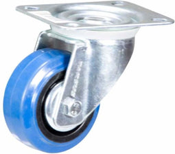 Tarsus Zwenkwiel 125 mm - Slijtvast Rubber - 180 kg Draagvermogen - Blauw
