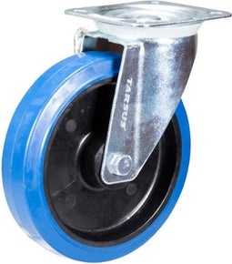 Tarsus Zwenkwiel 160 mm - Slijtvast Rubber - 250 kg Draagvermogen - Blauw