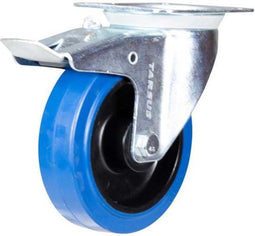 Tarsus Zwenkwiel met rem - 200 mm - Kogellagers - 280 kg - Blauw