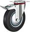 Tarsus Zwenkwiel met rem - 200 mm - Stalen velg - Massieve rubberband - 180 kg draagvermogen