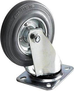 Tarsus Zwenkwiel - Ø 125 mm - Stalen Velg - Massieve Rubberband - 80 kg Draagvermogen
