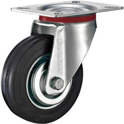 Tarsus Zwenkwiel - Ø 75 mm - Stalen Velg - Massieve Rubberband - 40 kg Draagvermogen