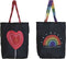 Tas, Boodschappentas, Schoudertas, Tote Bag (2 stuks a: 43x15x40 cm) - Kleurrijke, Unieke Designs, Regenboog, Hartjes