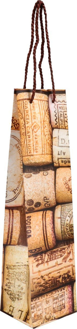 Tas | Cork | Papier | met koord | 10x9x38cm | wijnflestas | 25 stuks