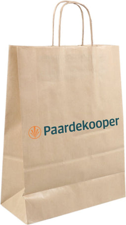 Tas - Je eigen ontwerp - 1 zijde - Papier - gedraaid papieren koord - 26x 12x35cm - draagtas - bruin - 1 stuks