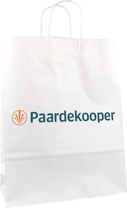 Tas - Je eigen ontwerp - 1 zijde - Papier - gedraaid papieren koord - 32x 12x41cm - draagtas - wit - 1 stuks