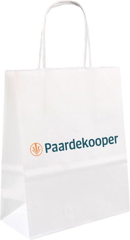 Tas | Je eigen ontwerp | 1 zijde | Papier | gedraaid papieren koord | 18x 8x22cm | draagtas | wit | 1 stuks