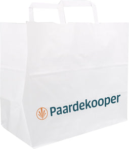 Tas - Je eigen ontwerp - 1 zijde - Papier - platte papieren handgreep - 32x 17x27cm - snacktas - wit - 1 stuks