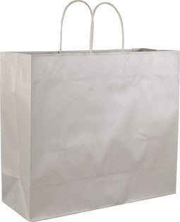 Tas - Kraftpapier - gedraaid katoenen koord - 35x 13x31cm - draagtas - zilver - 50 stuks