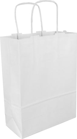 Tas | Kraftpapier | gedraaid papieren koord | 18x 8x24cm | draagtas | wit | 100 stuks