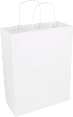 Tas | Kraftpapier | gedraaid papieren koord | 26x 12x34cm | draagtas | wit | 100 stuks