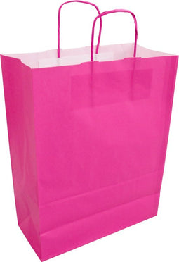 Tas | Kraftpapier | gedraaid papieren koord | 26x 12x35cm | draagtas | roze | 50 stuks