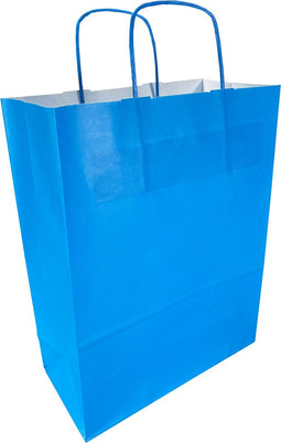 Tas | Kraftpapier | gedraaid papieren koord | 26x 12x35cm | draagtas | blauw | 50 stuks