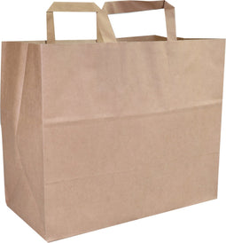 Tas | Kraftpapier | platte handgreep | 32x 16x27cm | snacktas | bruin | 300 stuks