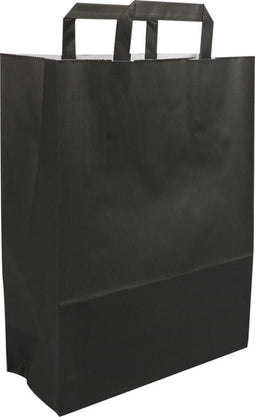 Tas - Kraftpapier - platte papieren handgreep - 26x 12x35cm - papieren draagtas - zwart - 250 stuks