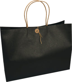 Tas | Papier | gedraaid papieren koord | japanse sluiting | 32.5x 10x24cm | draagtas | zwart | zak à 10 stuks