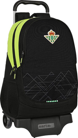 Schoolrugzak met Wielen Real Betis Balompié Zwart Limoen 32 x 44 x 16 cm