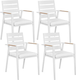 TAVIANO - Tuinstoel set van 4 - Wit - Aluminium